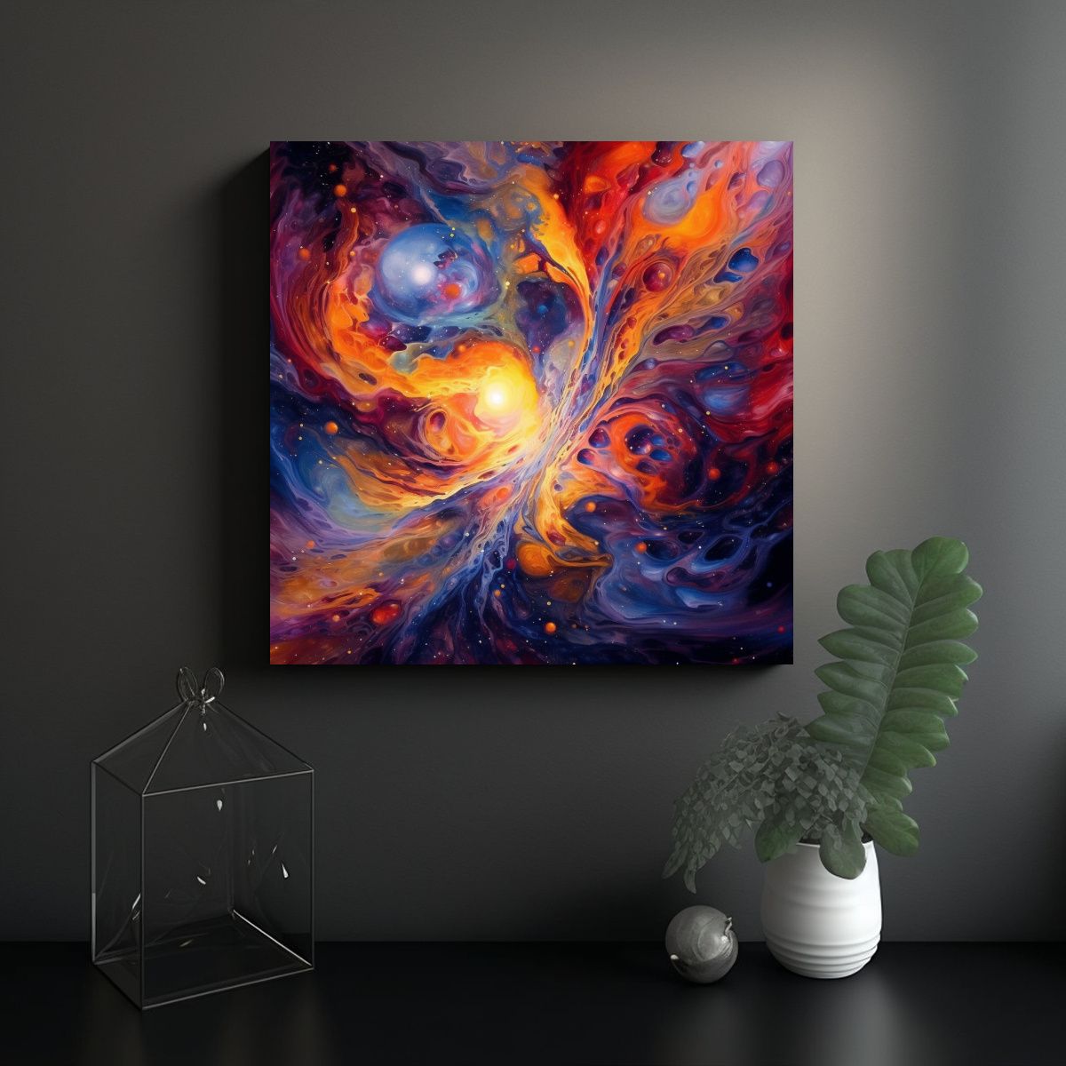 GENERICO - Cuadro Abstracto Cósmico Estilo Galería 100x100 Cm
