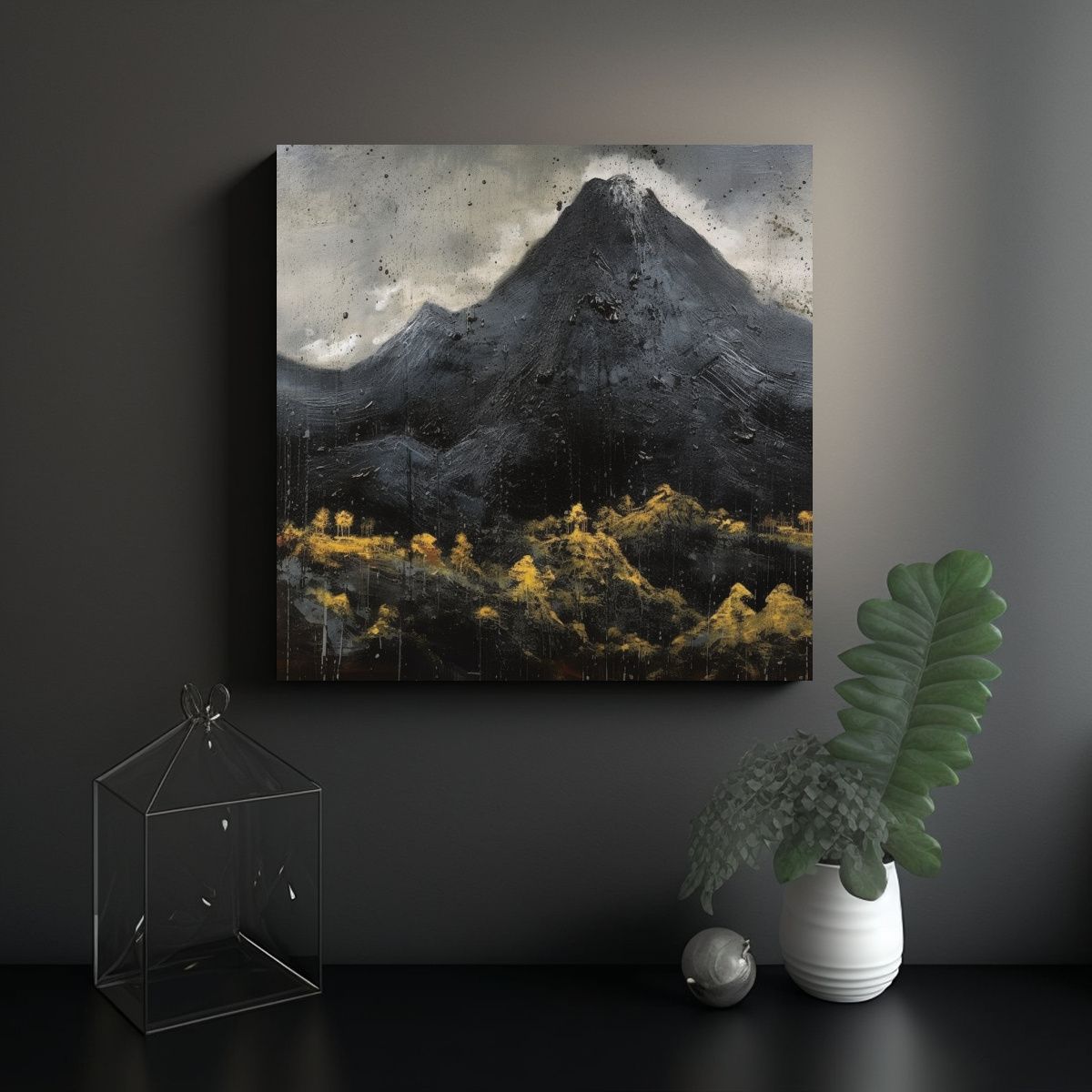 GENERICO - Cuadro Paisaje Montaña Wu Intricado Forma 100x100 Cm