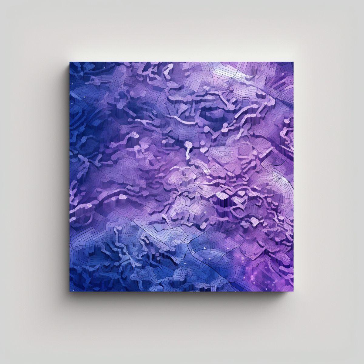 GENERICO - Mapa En Línea En Tonos Azul Y Morado Estilo 100x100 Cm