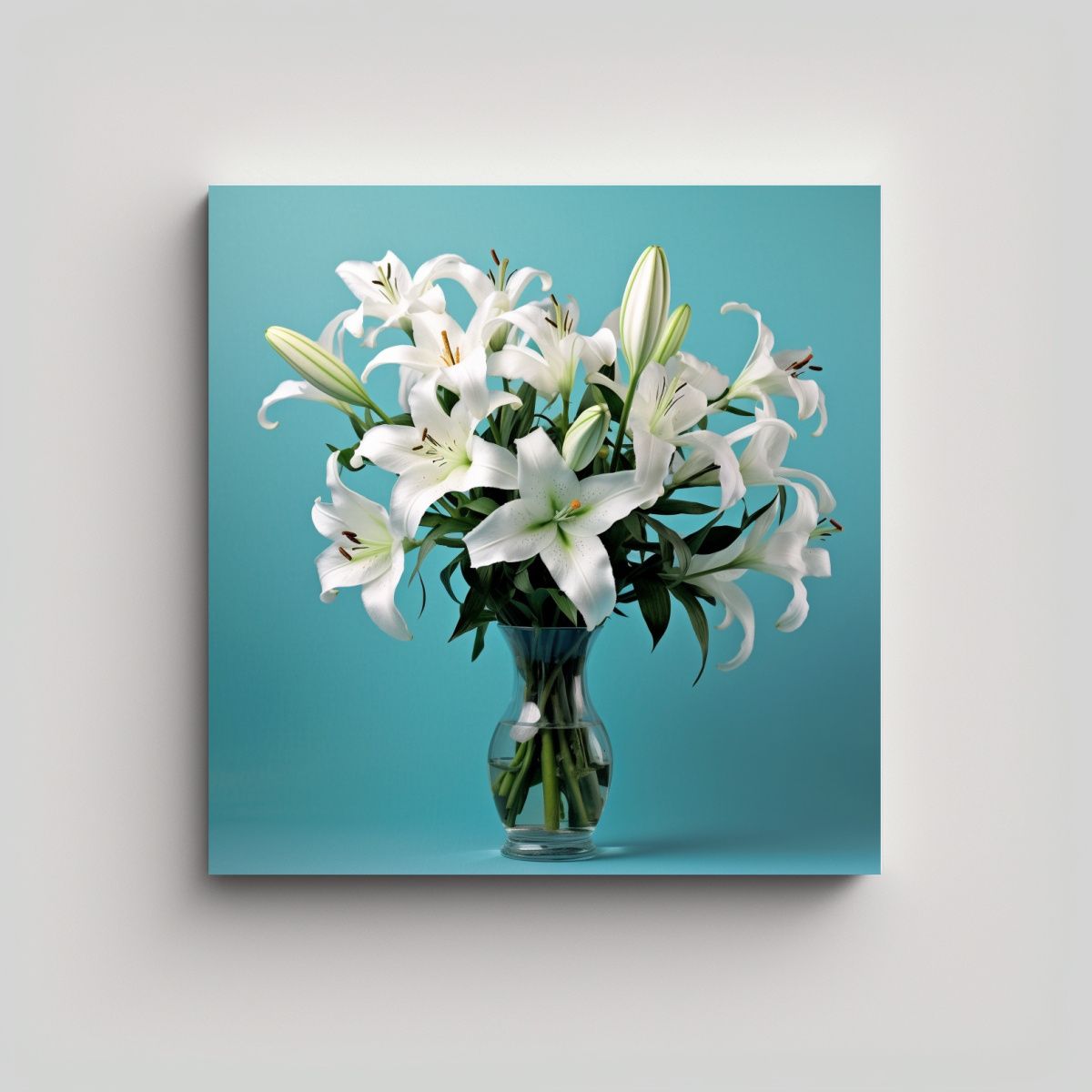 GENERICO - Cuadro Moderno Living Con Bouquet De Lirios 100x100 Cm