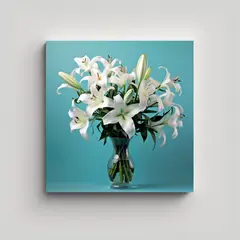 GENERICO - Cuadro Moderno Living Con Bouquet De Lirios 100x100 Cm