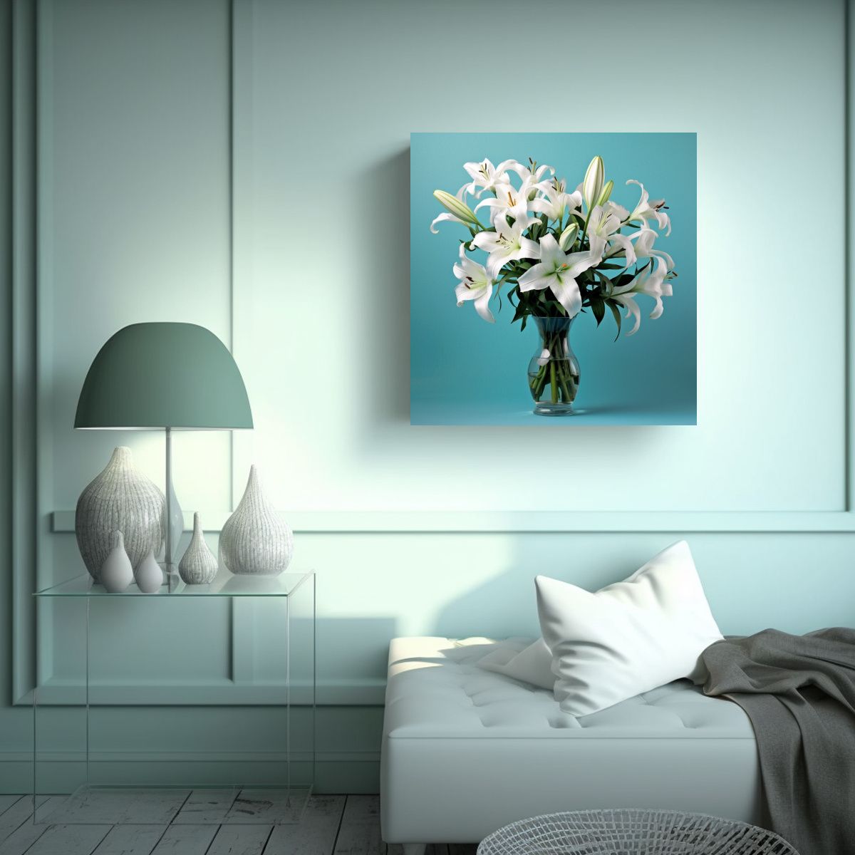 GENERICO - Cuadro Moderno Living Con Bouquet De Lirios 100x100 Cm