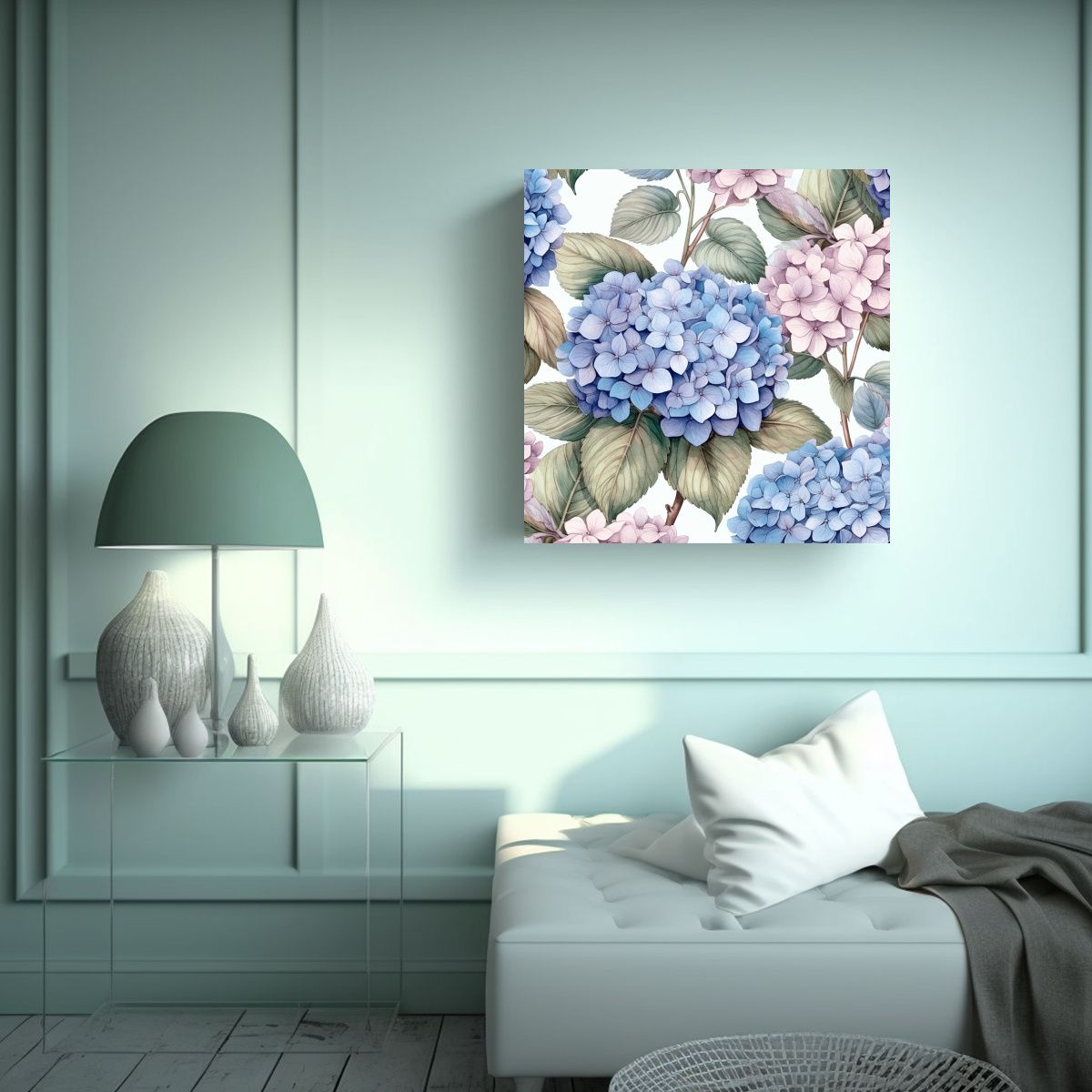 GENERICO - Patrón Floral De Hortensias Arte Decorativo 100x100 Cm