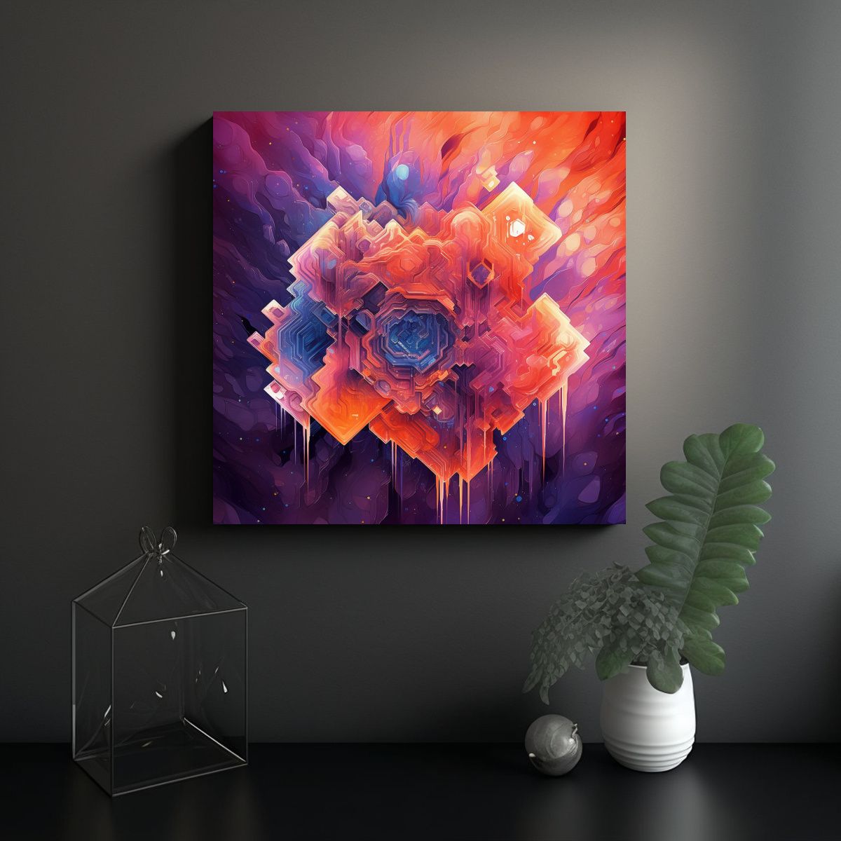 GENERICO - Pinturas Abstractas Detalladas En Tinta Para 100x100 Cm