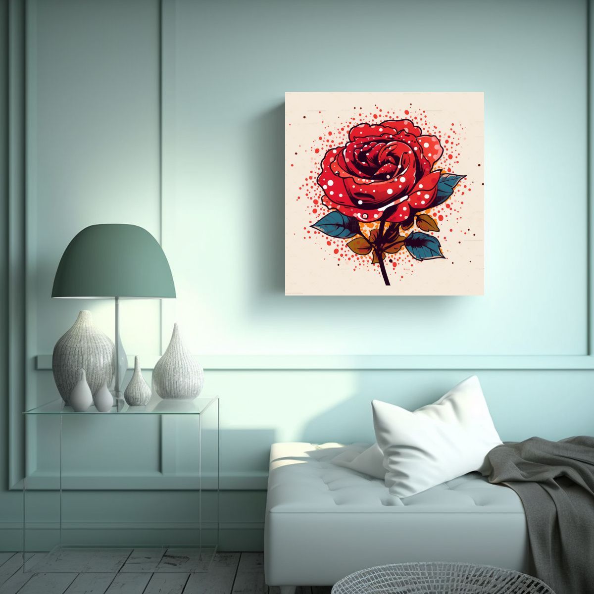 GENERICO - Lienzo Urbano Moderno Con Diseño De Rosa Cartoon 100x100 Cm