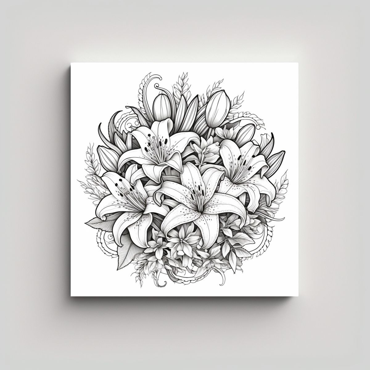 GENERICO - Cuadro Decorativo Canva Bouquet De Lirios Y 100x100 Cm