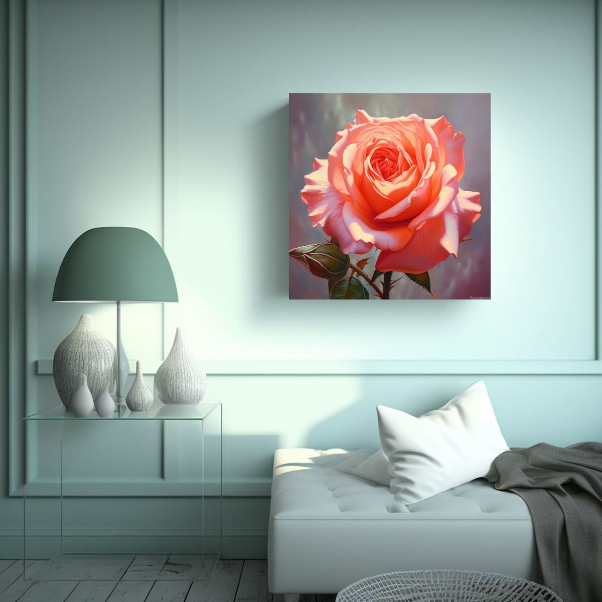 GENERICO - Cuadro Decorativo Inspirador Canva Rosa Pastel 100x100 Cm