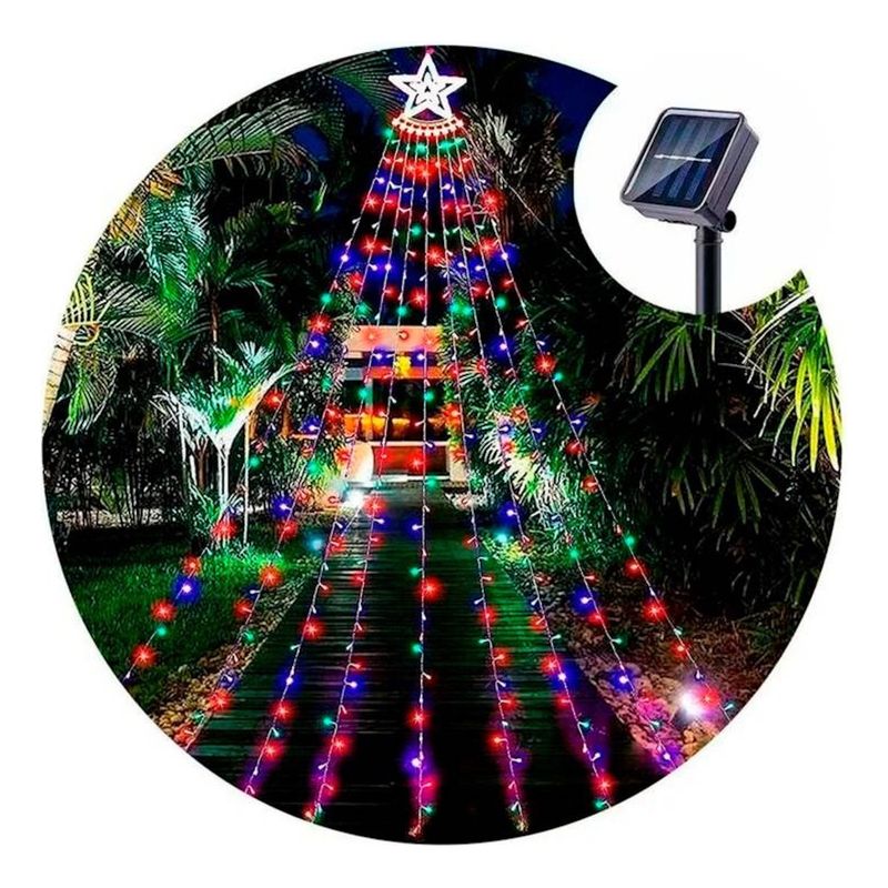 GENERICO - Cascada De Arbol Navidad Con Estrella Solar De Colores
