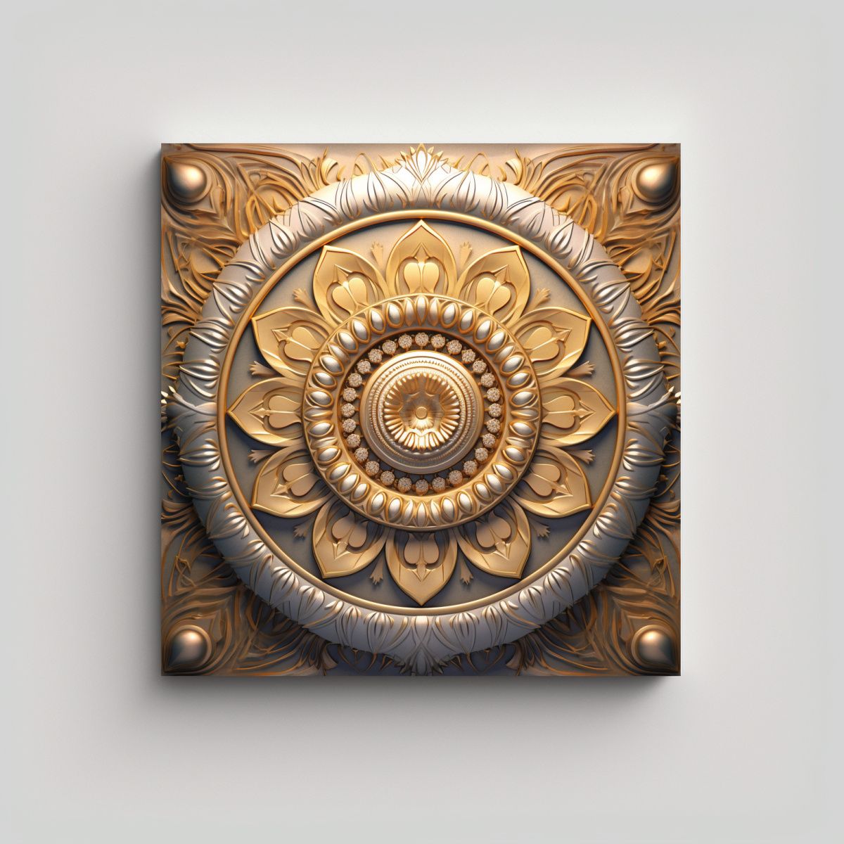 GENERICO - Pintura Lienzo Tela Mandala Metálico Suave 100x100 Cm