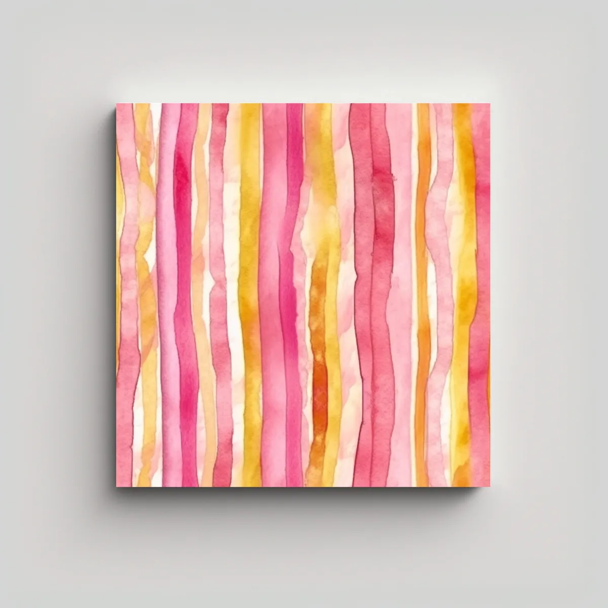 GENERICO - Inspiración Acuarela Rosada Y Amarilla Líneas 100x100 Cm