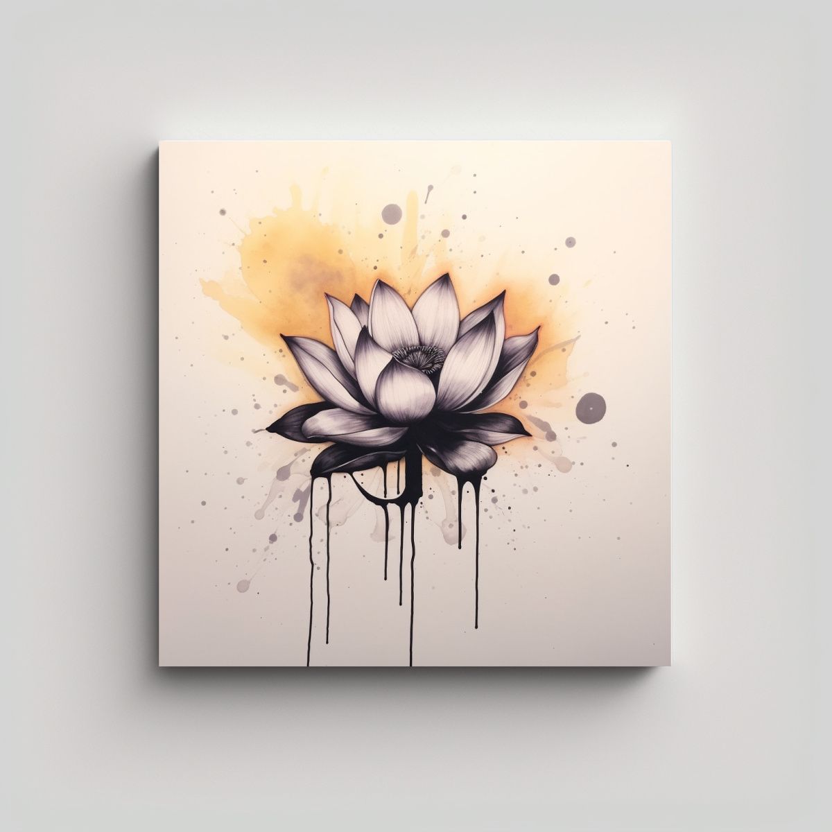 GENERICO - Diseño De Tatuaje De Flor De Loto En Cuadro De 100x100 Cm