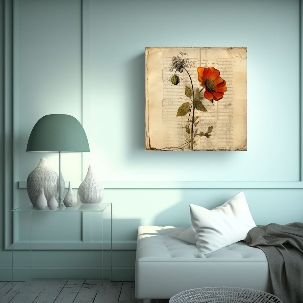 GENERICO - Cuadro Decorativo De Flor Salvaje En Página 100x100 Cm
