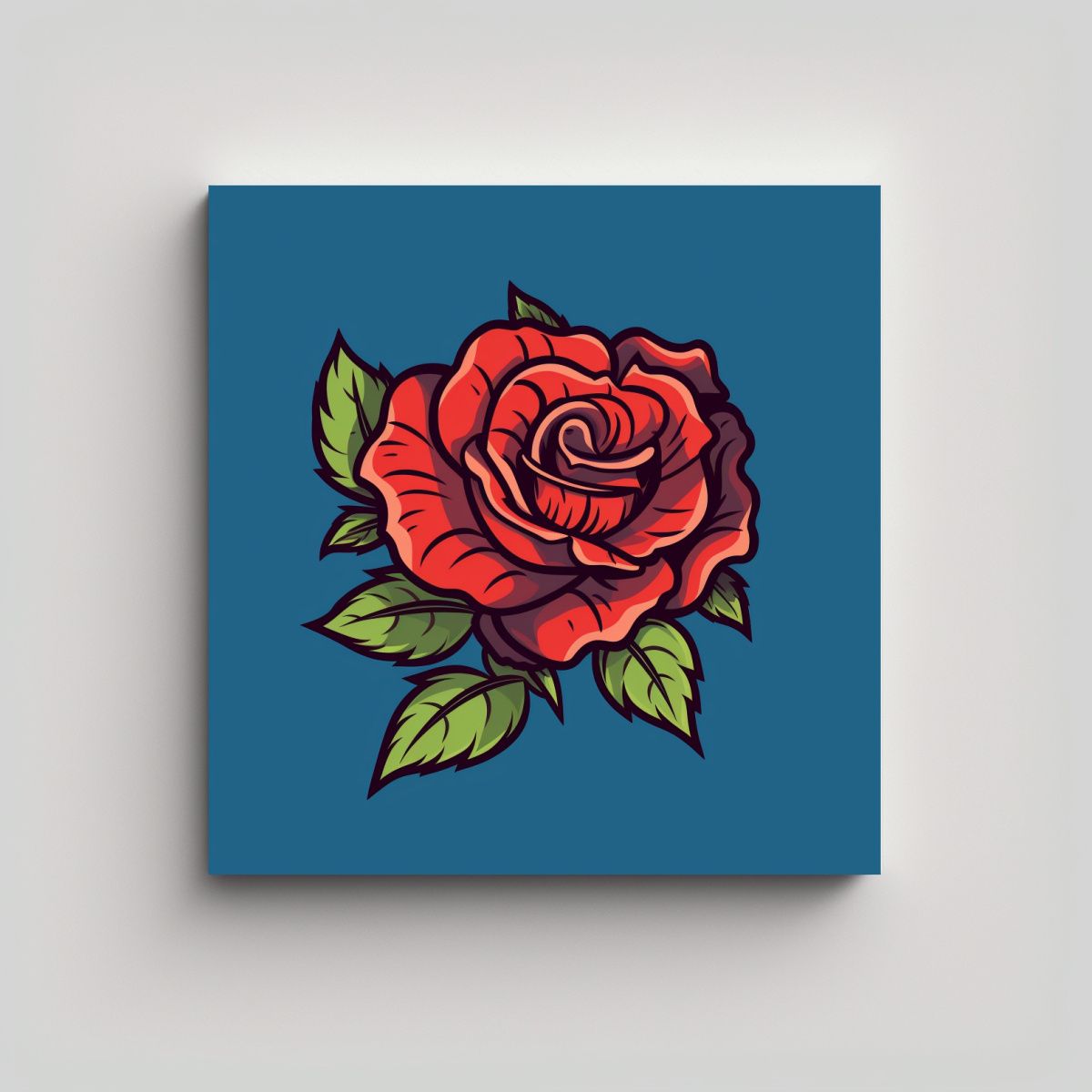 GENERICO - Cuadro Vintage Con Tatuaje De Rosa Simple En 100x100 Cm