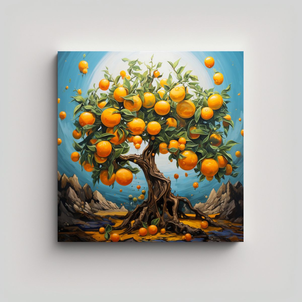 GENERICO - Cuadro Abstracto De Un Naranjo En Estilo óleo 100x100 Cm