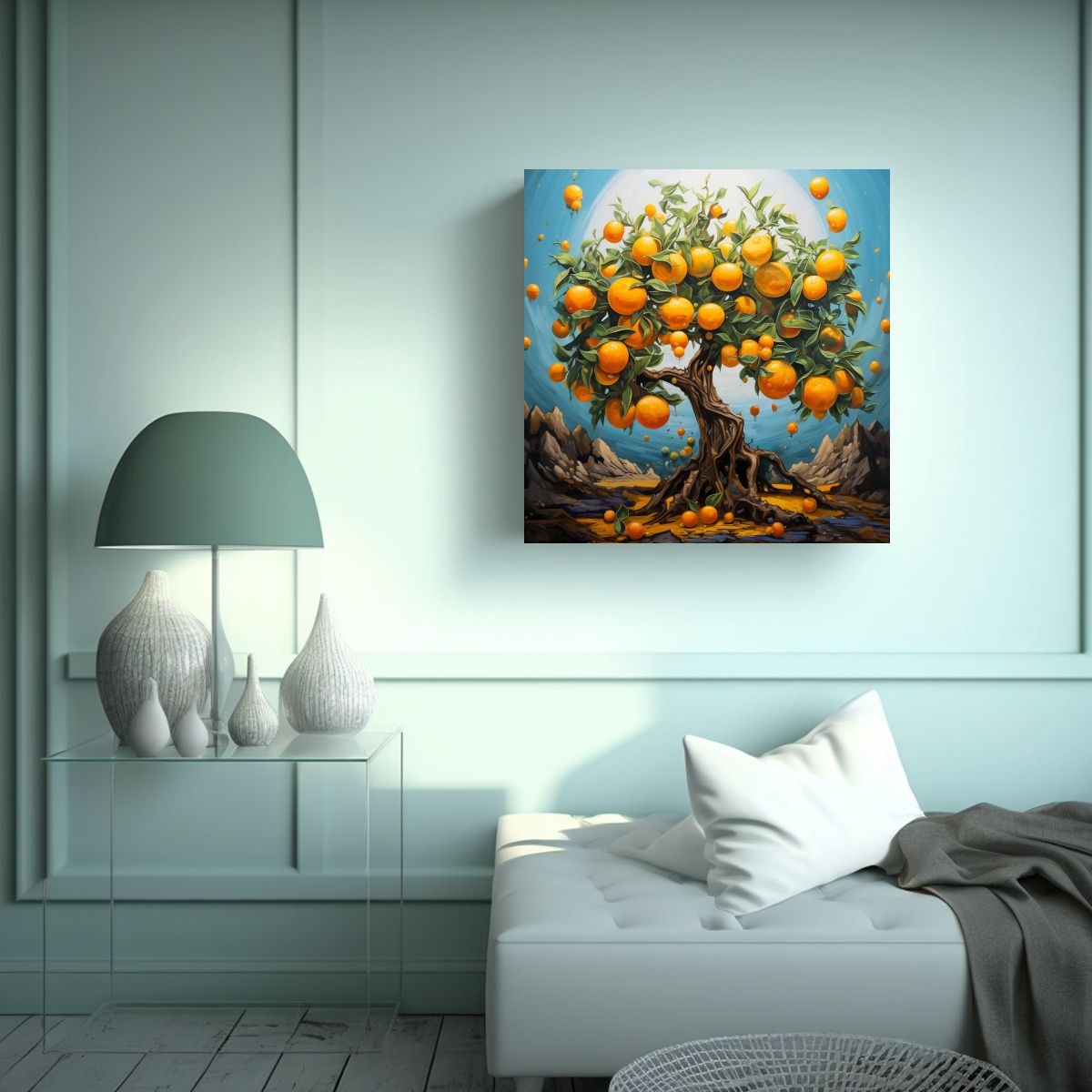 GENERICO - Cuadro Abstracto De Un Naranjo En Estilo óleo 100x100 Cm