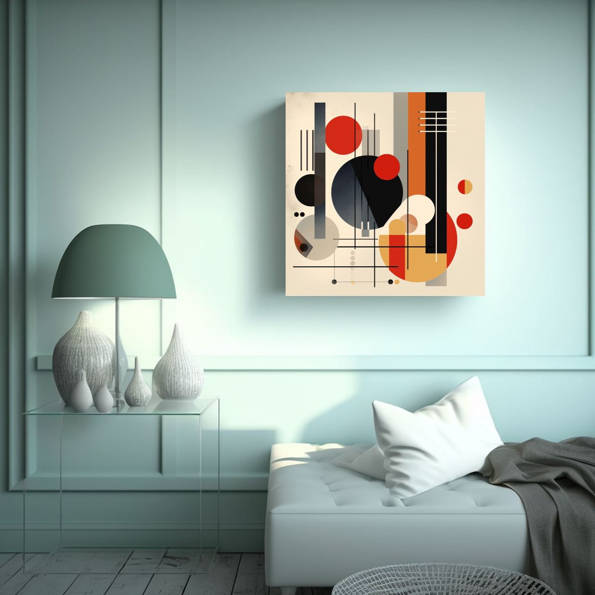 GENERICO - Cuadro Sublimado Tela Creatividad Motivo Bauhaus 100x100 Cm