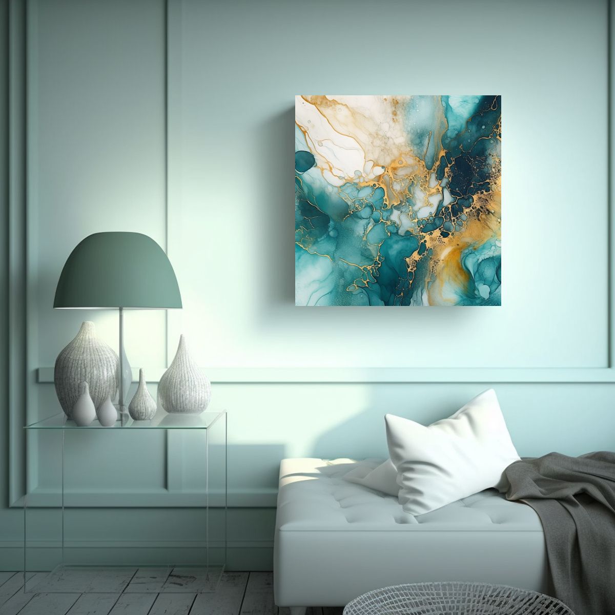 GENERICO - Cuadro Acuarela Estilo Lienzo Cuadro Profundidad 100x100 Cm