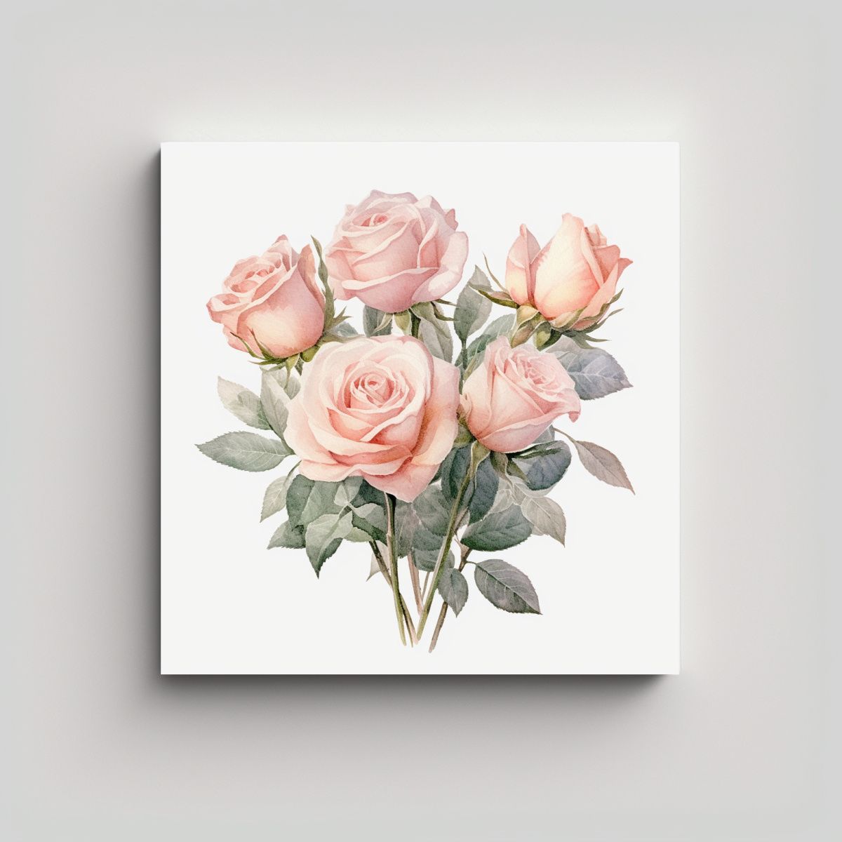 GENERICO - Ramo De Rosas Rosa Pastel Y Composición 100x100 Cm