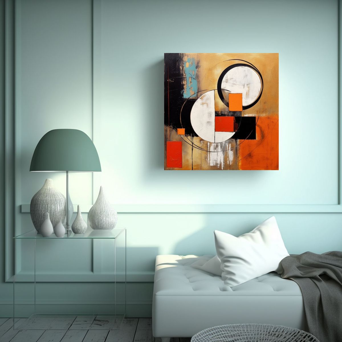 GENERICO - Cuadro De Arte Abstracto Minimalista Combinación 100x100 Cm