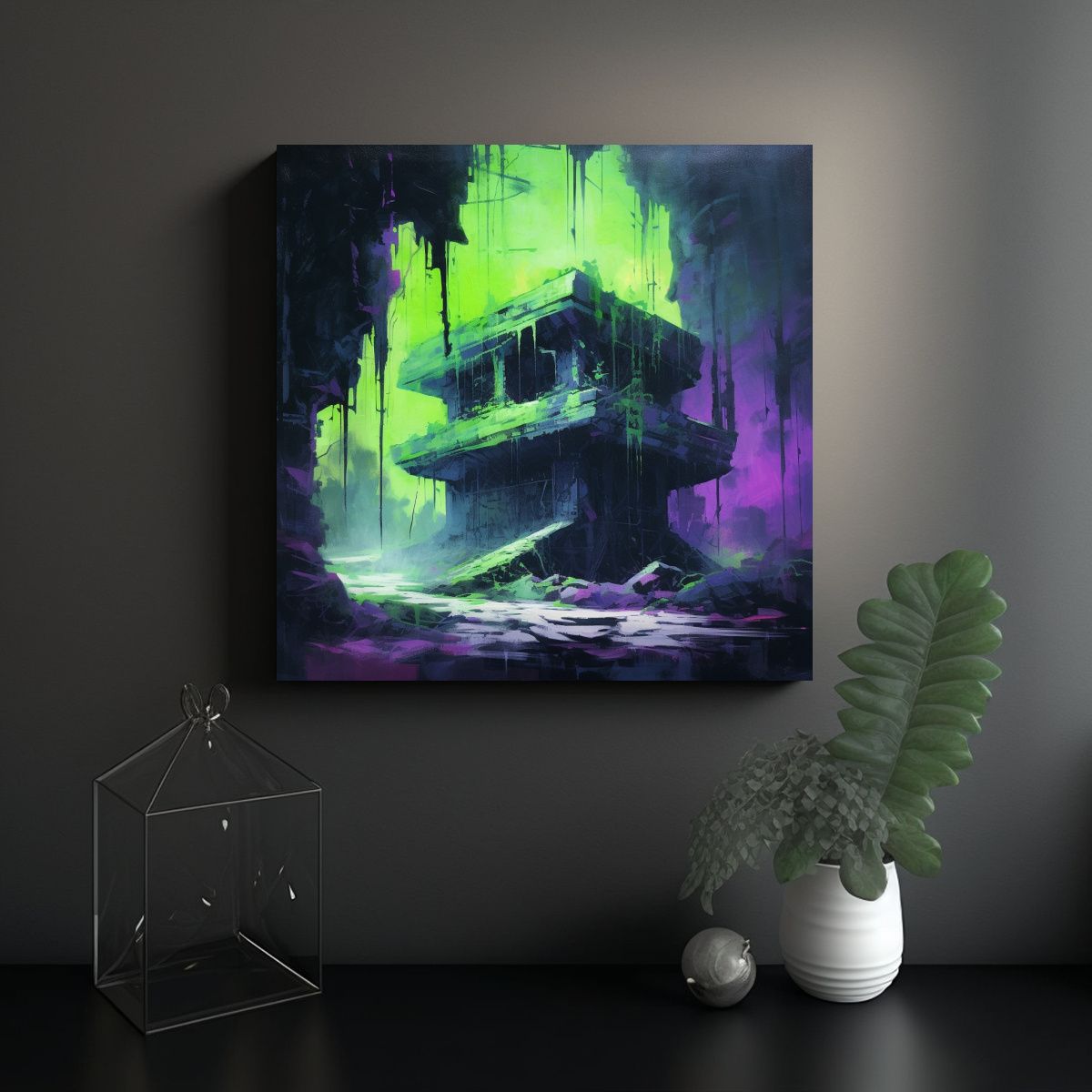 GENERICO - Cuadro Moderno Armonía En Estilo Brutalista De 100x100 Cm