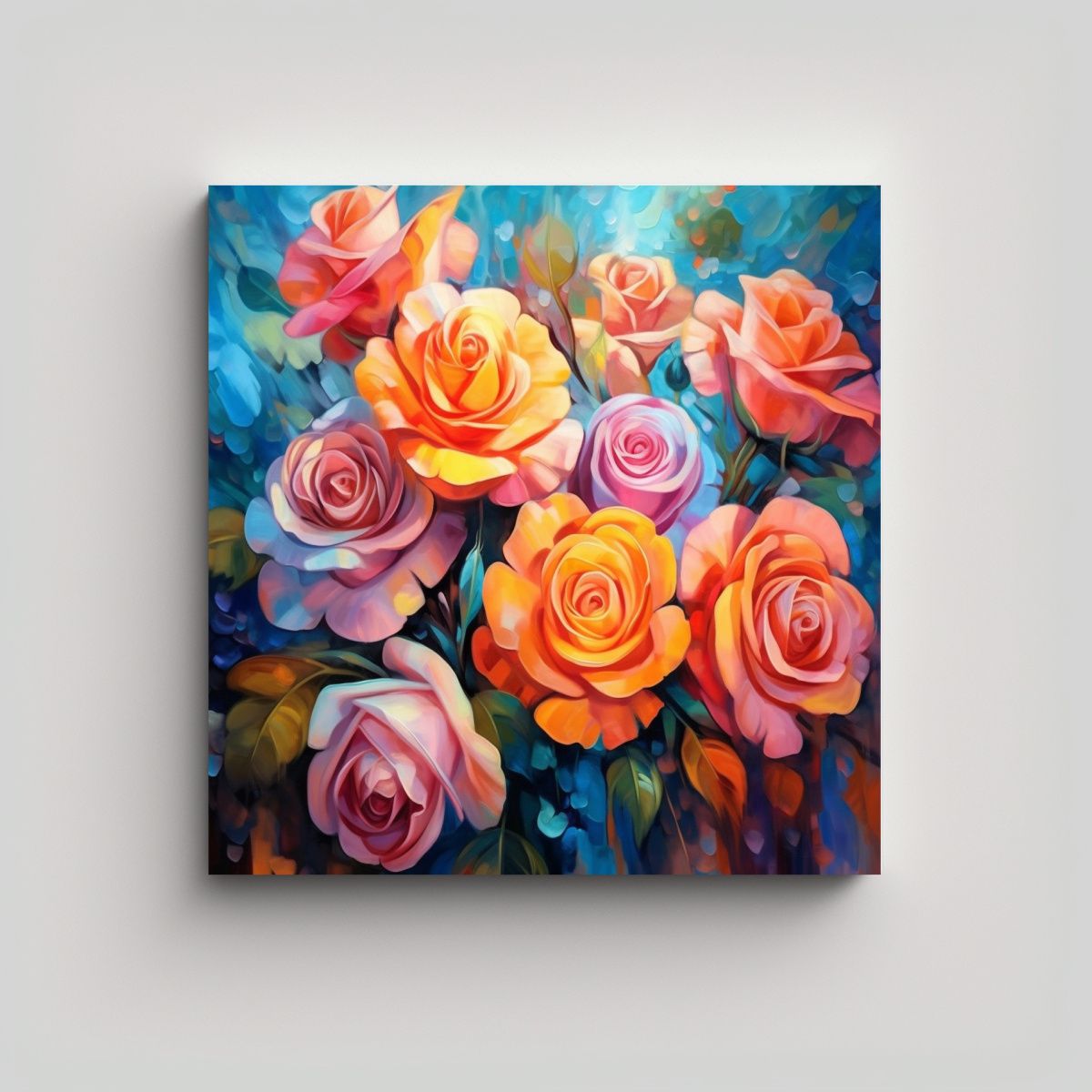 GENERICO - Arte De Pared Espectacular Con Rosas Coloridas Y 100x100 Cm