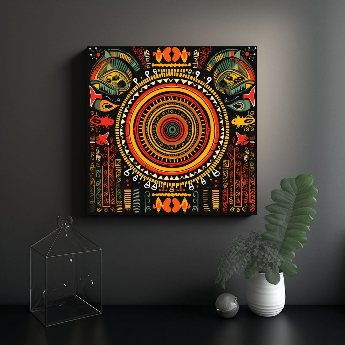 GENERICO - Impresión Arte Tribal Africano Abstracto En 100x100 Cm