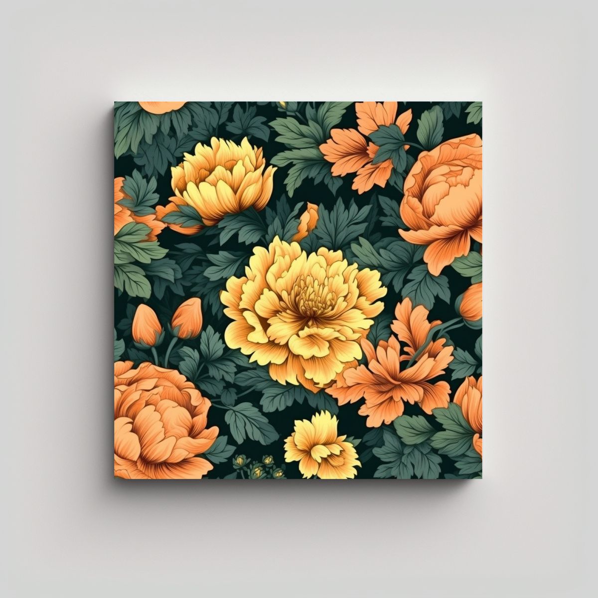 GENERICO - Cuadro Comedor Vintage Con Diseño Floral Y 100x100 Cm