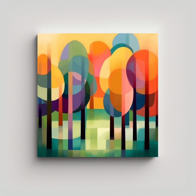 GENERICO - Cuadro Lienzo árboles Estilo Stephen Ormandy 100x100 Cm