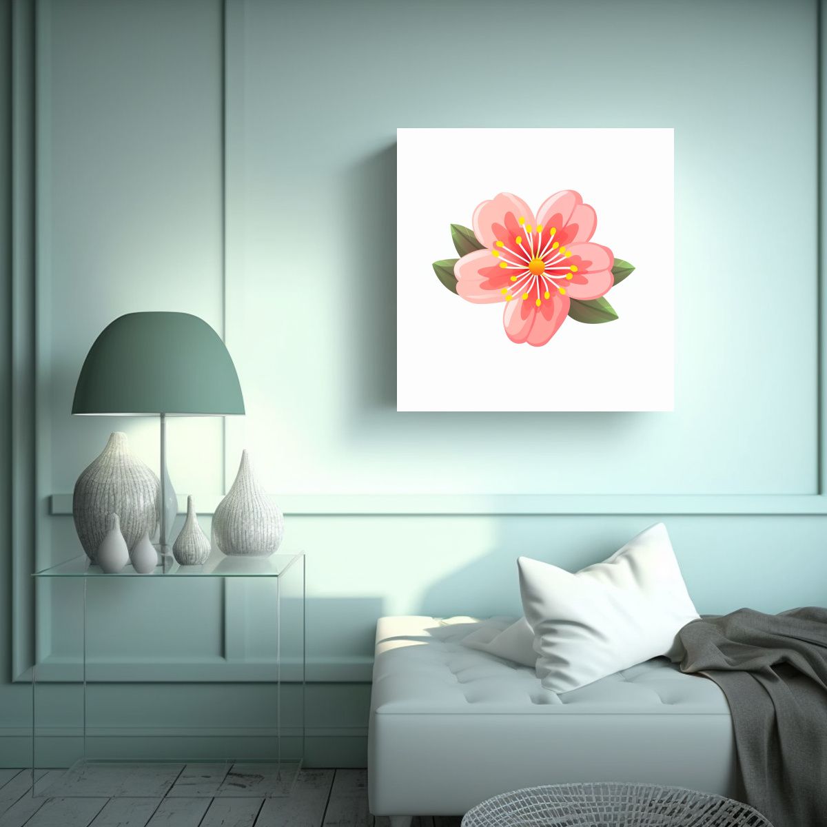 GENERICO - Ilustración Vectorial Flat De Flor En Canva 100x100 Cm