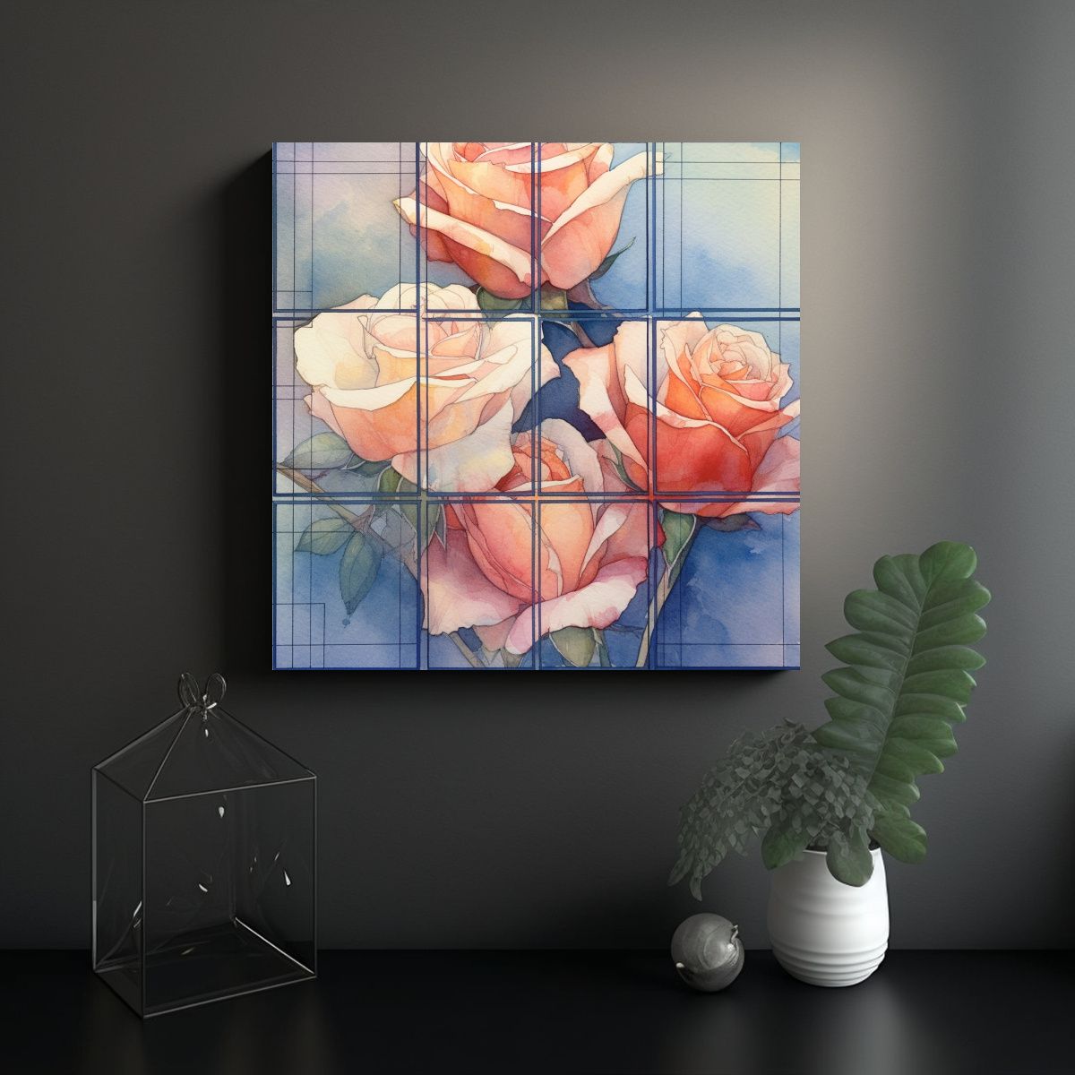 GENERICO - Pinturas Decorativas Estilo Galería Con Nueve 100x100 Cm