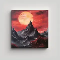 GENERICO - Cuadro Moderno Detalle Paisaje Mordor Bob Ross 100x100 Cm