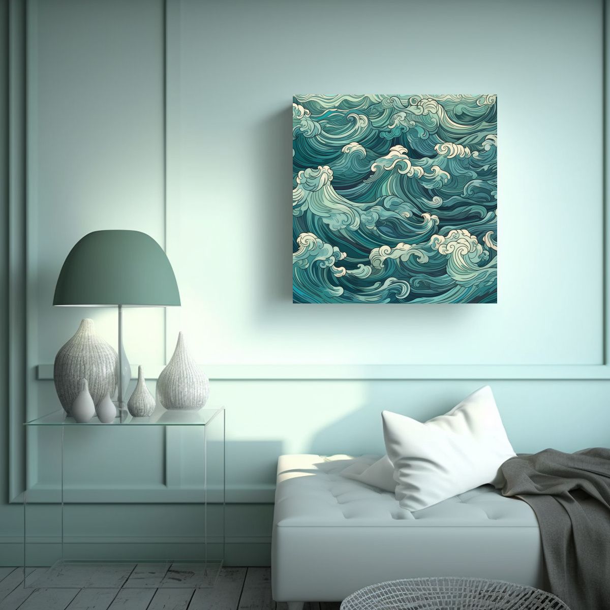 GENERICO - Pintura Decorativa Cuadrada Con Ondas Sin 100x100 Cm