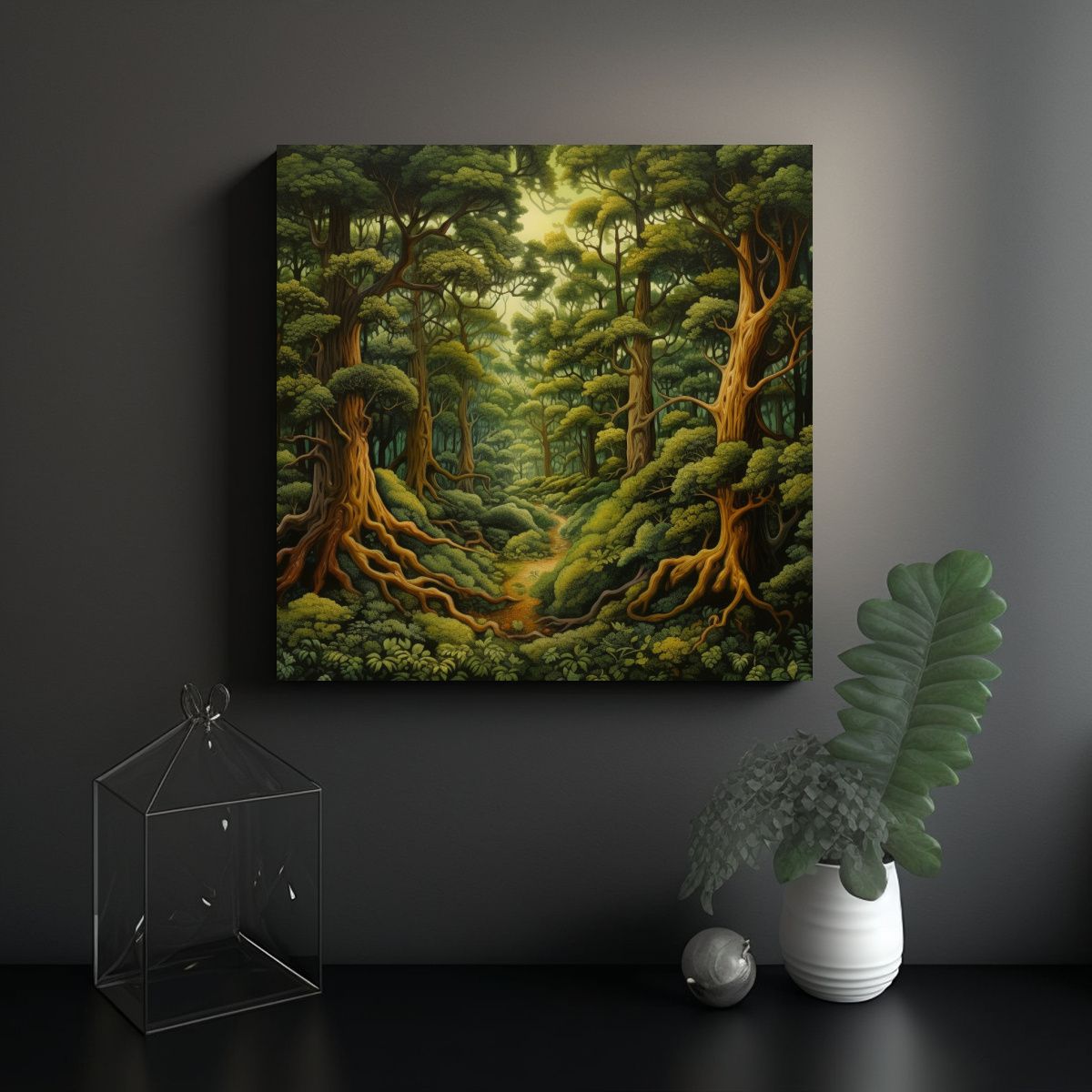 GENERICO - Pinturas Decorativas De Bosque Con Tonos Modernos 100x100 Cm