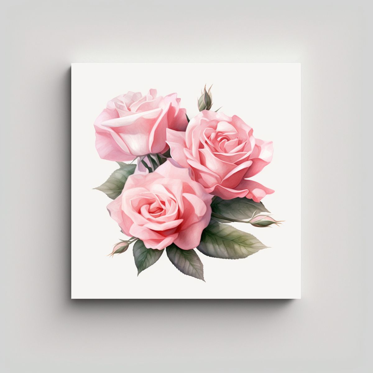 GENERICO - Cuadro Ilustrado De Rosas Rosadas Soñadoras En 100x100 Cm