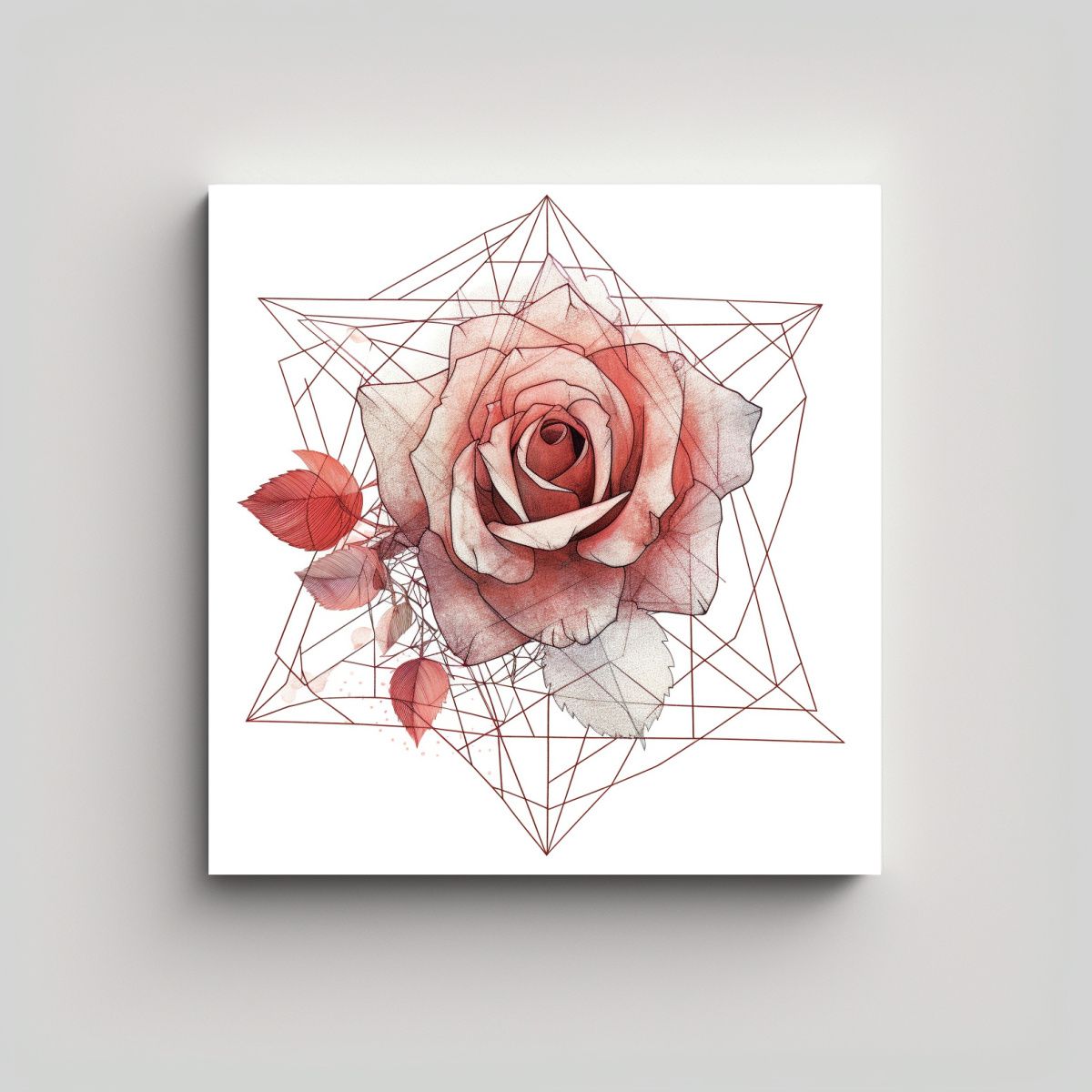 GENERICO - Estética De Rosa Geométrica Composición De 100x100 Cm