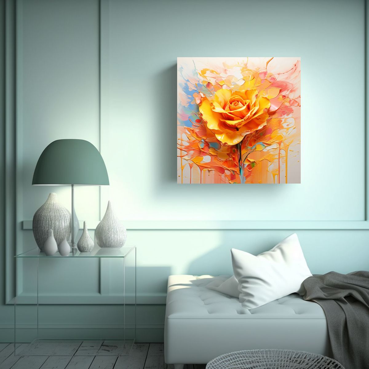 GENERICO - Pintura Abstracta Inspirada En El Agua Colores 100x100 Cm