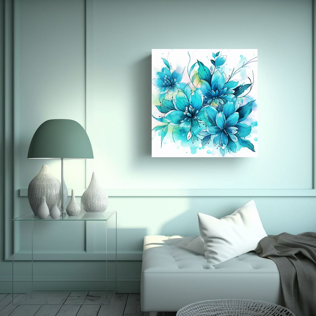 GENERICO - Pinturas De Decoración En Esquema Turquesa Y 100x100 Cm