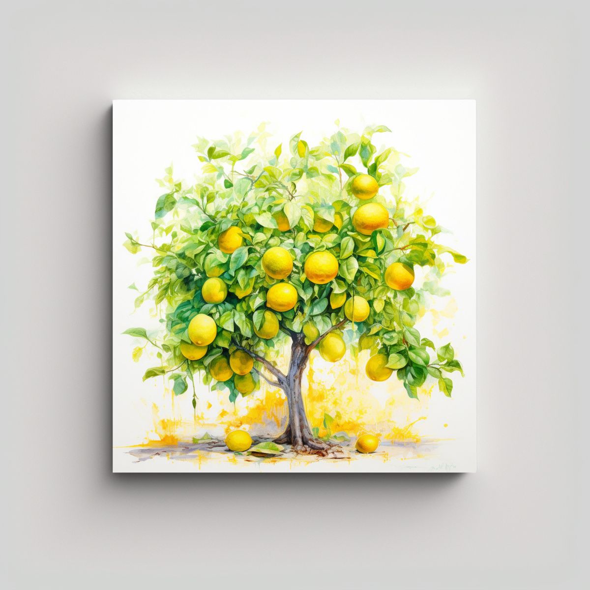 GENERICO - Pintura Abstracta De Colores Amarillo Y Verde 100x100 Cm