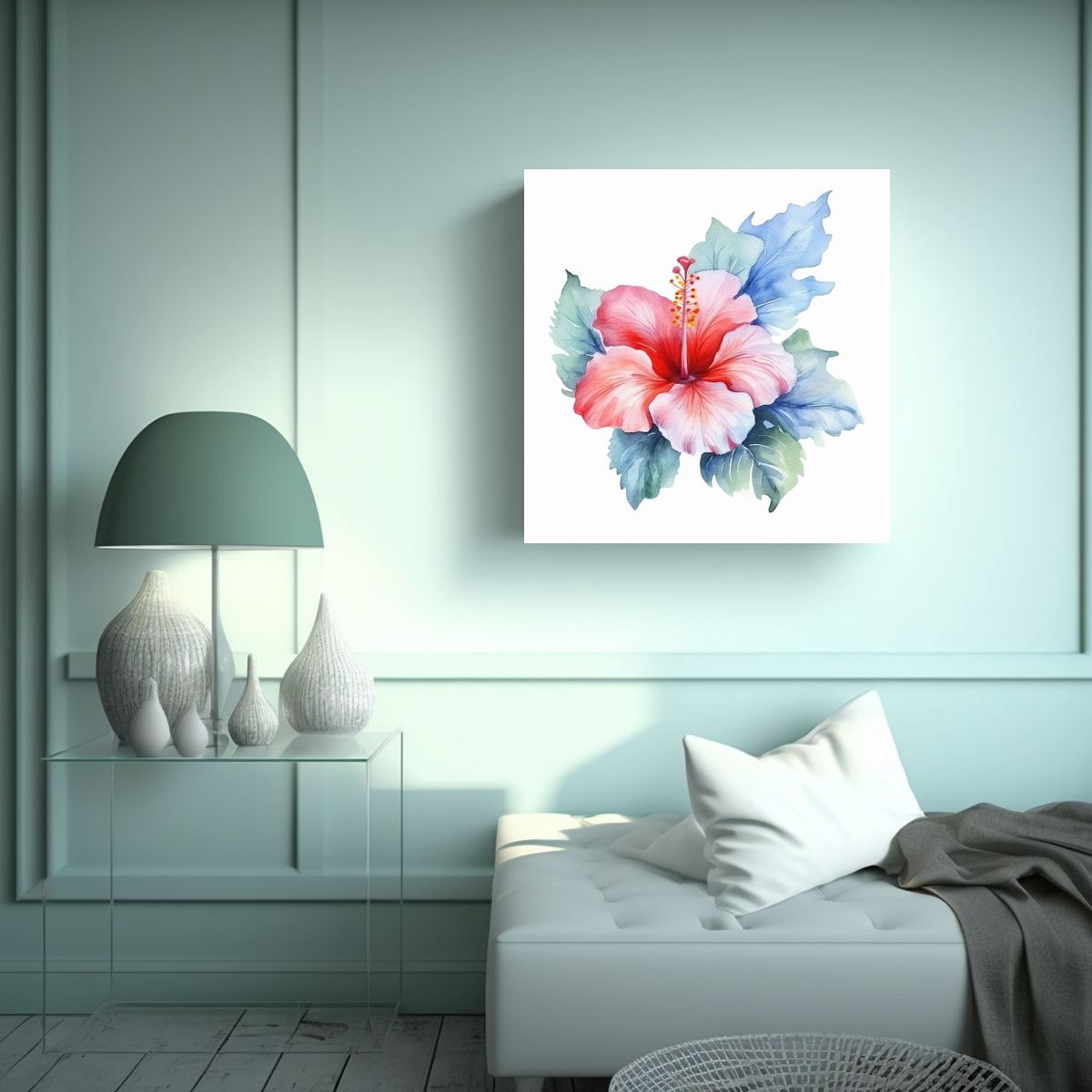 GENERICO - Clipart De Hibisco Azul Iridiscente En Canva 100x100 Cm