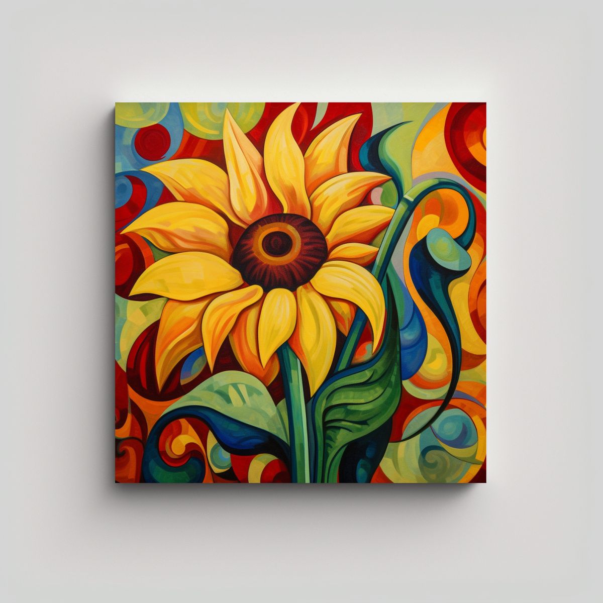 GENERICO - Cuadro Decorativo Minimalista Con Girasoles Al 100x100 Cm