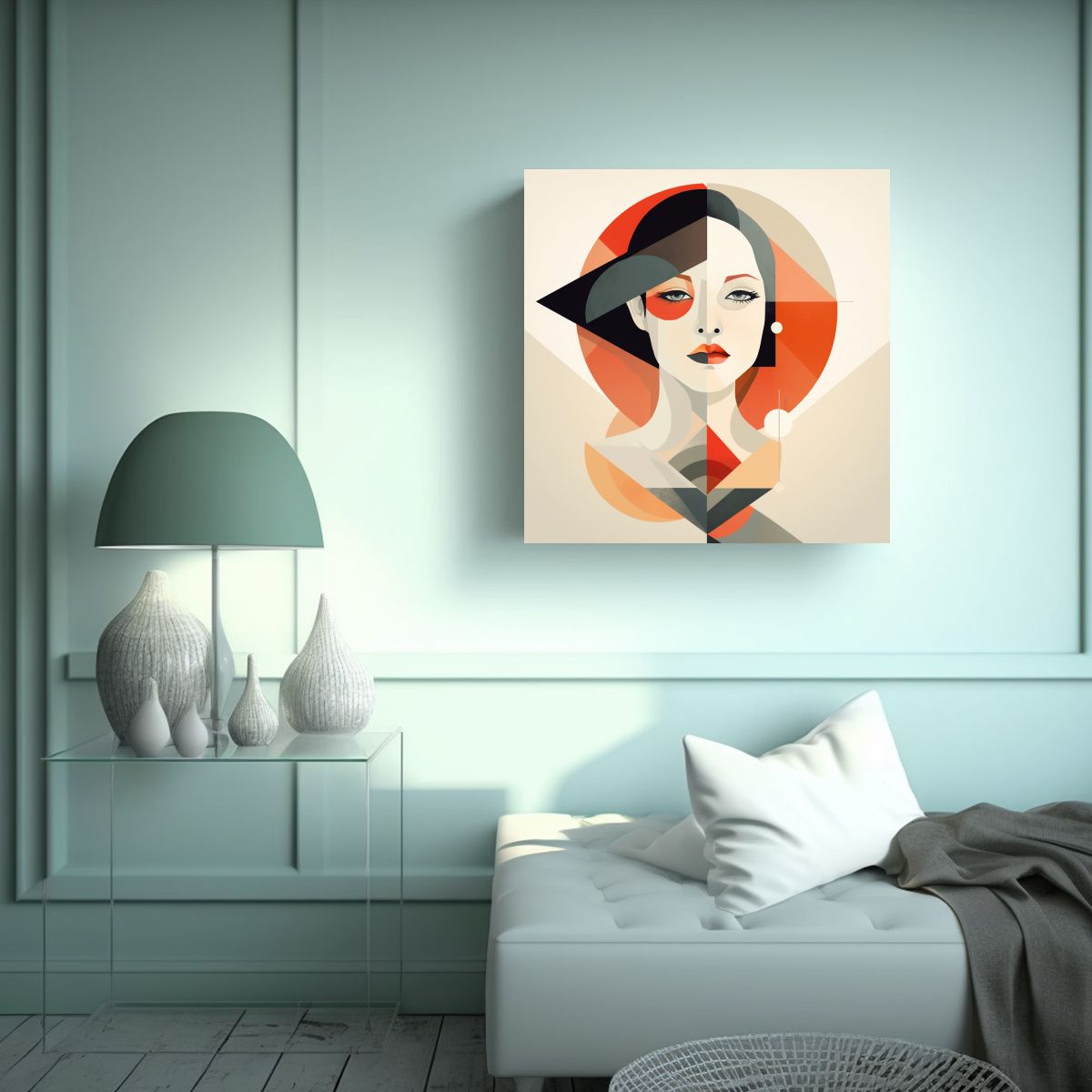 GENERICO - Cuadro Creativo De Niña En Estilo Geométrico 100x100 Cm