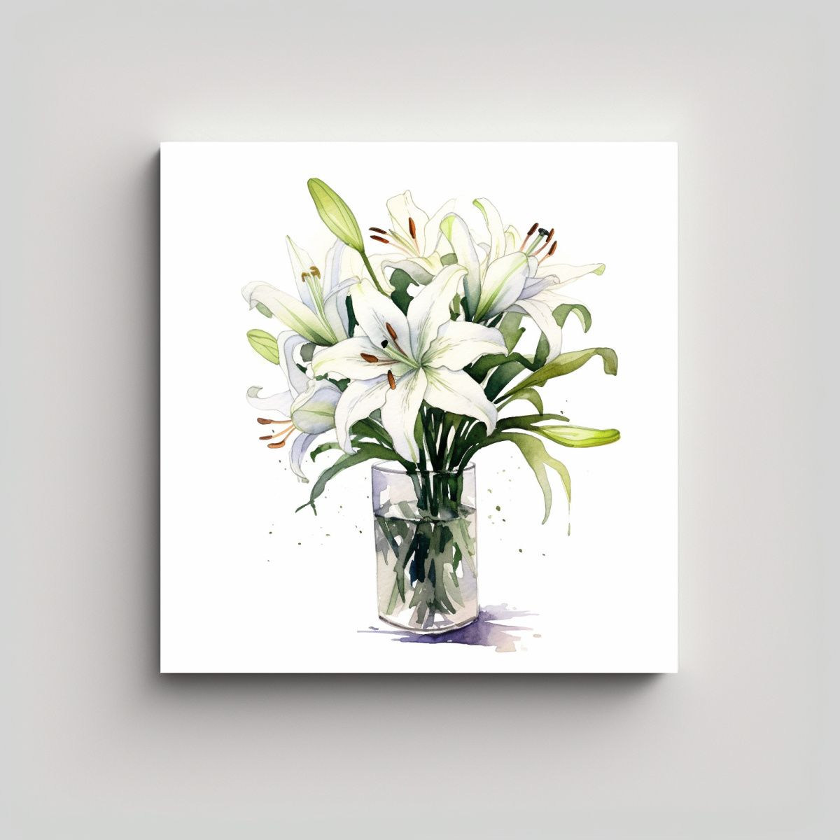 GENERICO - Acuarela De Lirios Arte Impactante Decoraciones 100x100 Cm