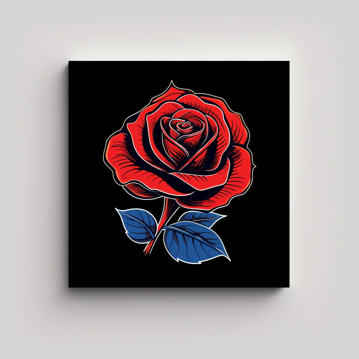 GENERICO - Vanguardia Lienzo Regalo Arte Pop Rosa Roja Fondo 100x100 Cm