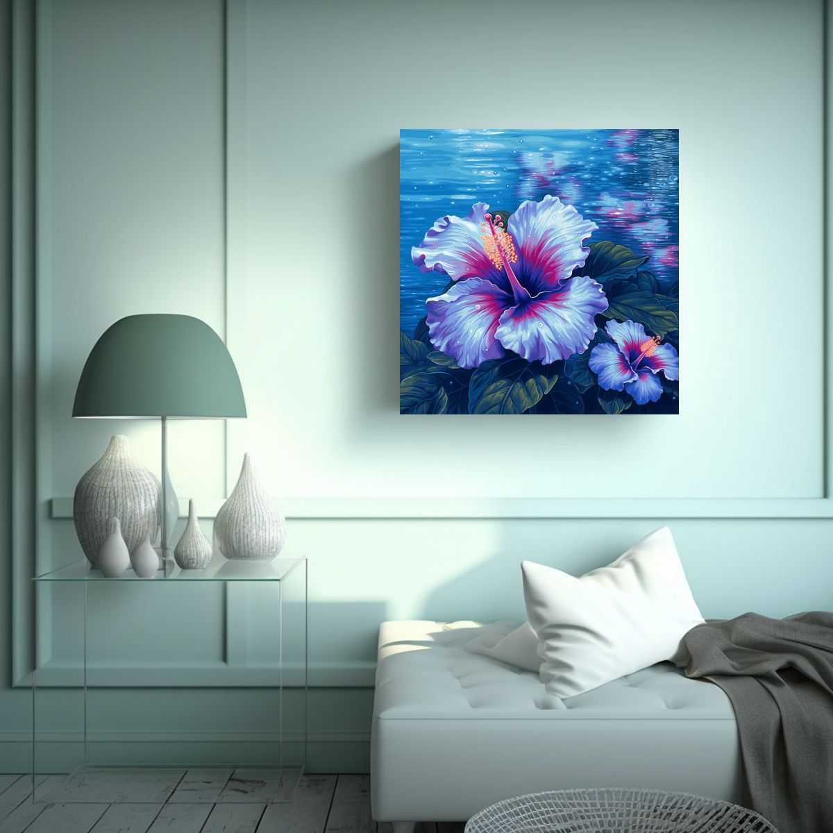 GENERICO - Inspiración De Arte Pixel Lienzo Diseño Blue 100x100 Cm