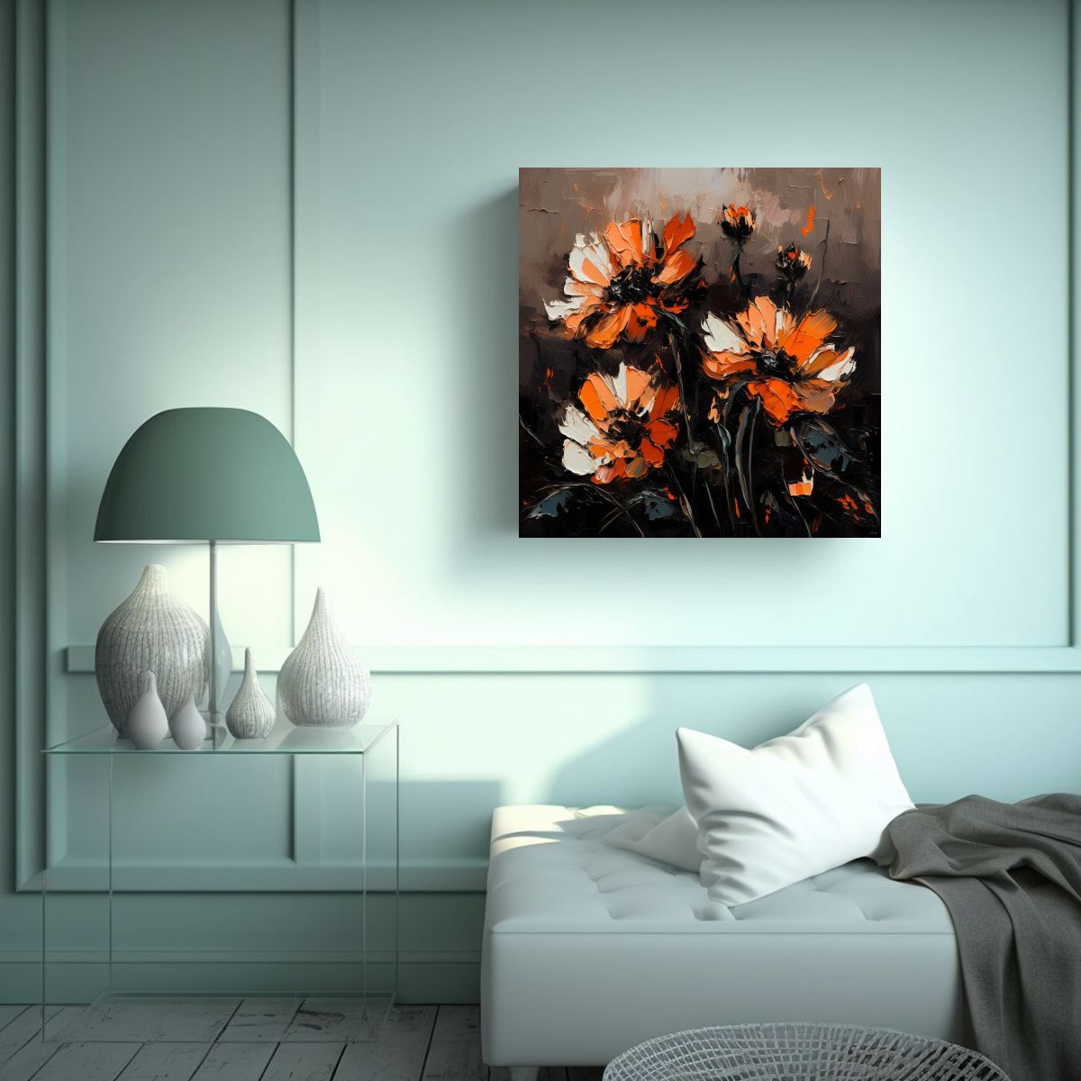 GENERICO - Pintura De Flores En Lienzo Composición Alegre 100x100 Cm