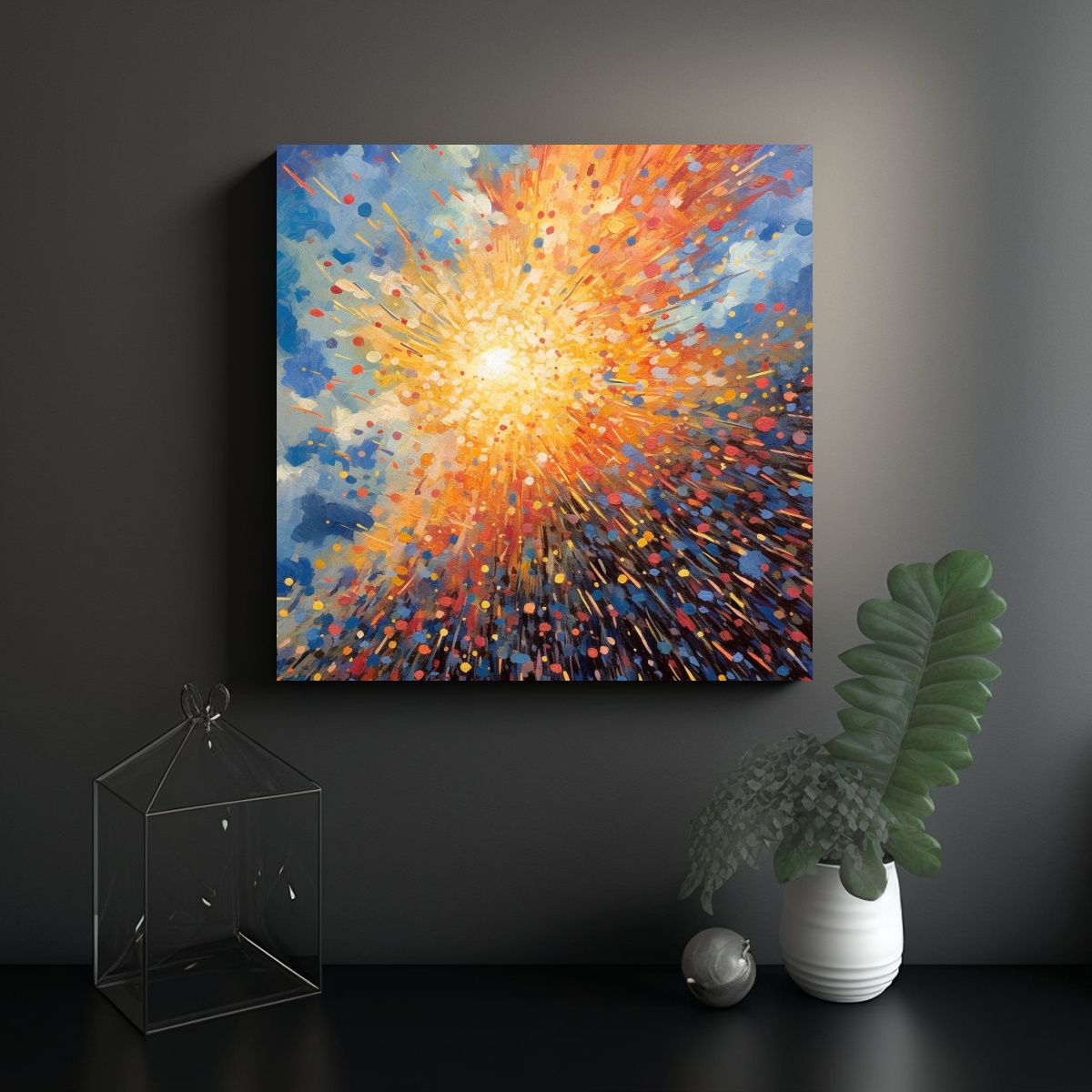 GENERICO - Pintura Impresionista De Puntos Con Pinceladas 100x100 Cm