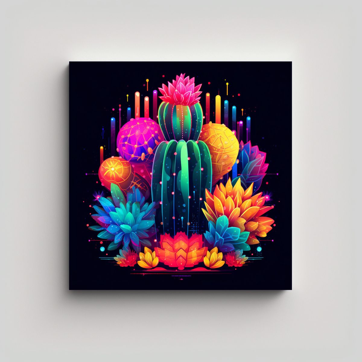 GENERICO - Adorno De Lienzo Barvik Con Vibrantes Cactus De 100x100 Cm