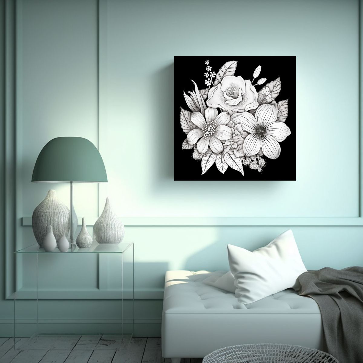 GENERICO - Creativa Alegría Adultos Flores Semi Coloreadas 100x100 Cm