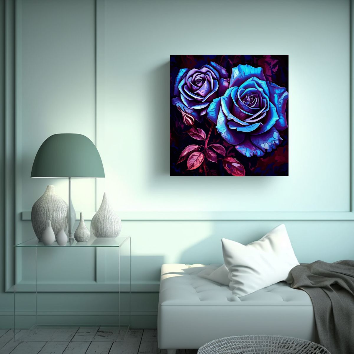 GENERICO - Arte De Fotografía Intensa En Tonos Azules Y 100x100 Cm