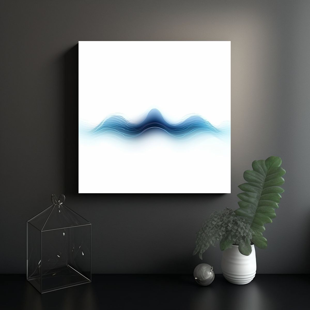 GENERICO - Cuadro Fotografía Onda De Sonido Azul Sobre 100x100 Cm